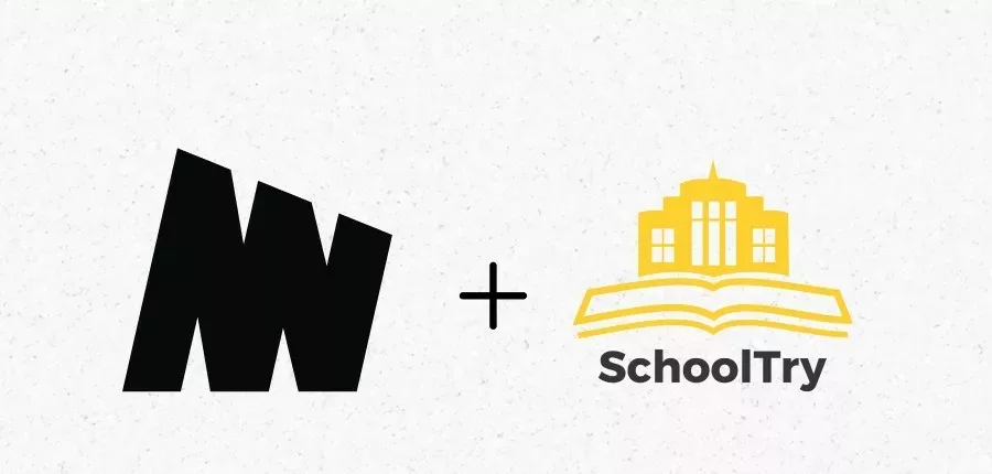 Logos of Minima and SchoolTry side by side, representing their blockchain education partnership.